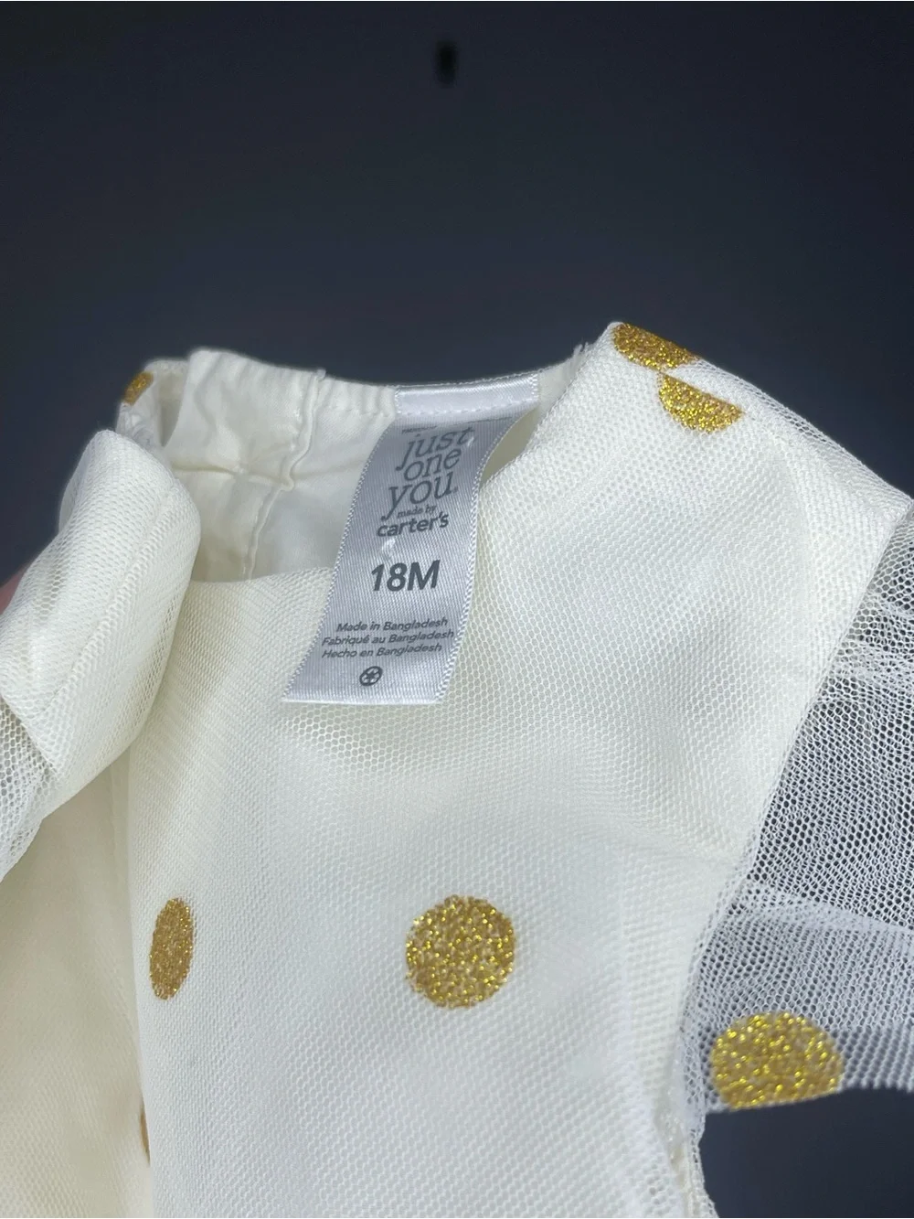 Carter's Cream Party Dress with Gold Glitter Dots 18 months